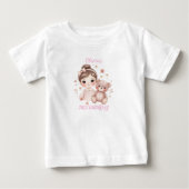 ピンクの2歳のクマの誕生日ガールTシャツ ベビーTシャツ (正面)