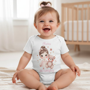ピンクの2歳のクマの誕生日ガールTシャツ ベビーTシャツ