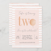 ピンクの2歳誕生日招待状 招待状 (正面/裏面)