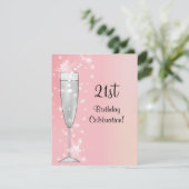 ピンクの21歳誕生日パーティー招待状 招待状 (スタンド正面)
