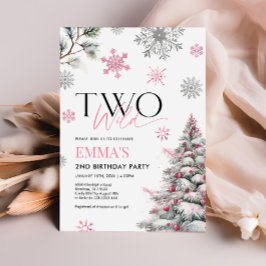 ピンクの2nd誕生日招待状、2つのワイルド誕生日 招待状