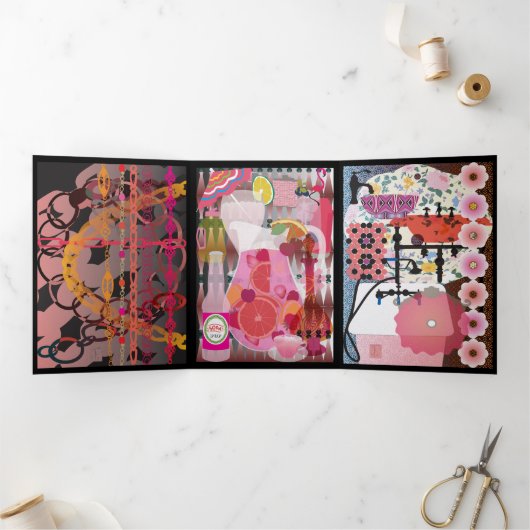 ピンクの3つ折カード 三つ折りカード (内部)