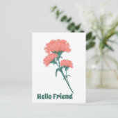 ピンクの3カーネーション、こんにちはフレンド ポストカード (スタンド正面)