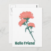 ピンクの3カーネーション、こんにちはフレンド ポストカード (正面/裏面)