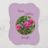 ピンクの3バラ/パーソナライズされた誕生日カード 招待状 (正面/裏面)