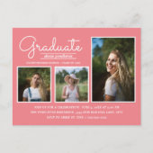 ピンクの3写真の卒業パーティー ポストカード (正面)