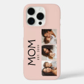 ピンクの3枚写真とモダンなタイポグラフィーのママデザイン Case-Mate iPhoneケース (裏面)