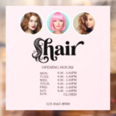 ピンクの3枚写真のヘアサロン営業時間 ウィンドウサイン (シート2)