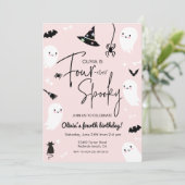 ピンクの4つ続く不気味な、2番目の誕生日ハロウィーン 招待状 (スタンド正面)