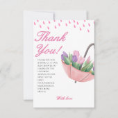 ピンクの4月シャワーが花の赤ちゃんシャワーをもたらす サンキューカード (正面)