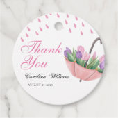 ピンクの4月シャワーが5月花の赤ちゃんシャワーをもたらす フェイバータグ (正面)