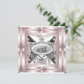 ピンクの40歳誕生日パーティー招待状　あらゆる行事に 招待状 (スタンド正面)