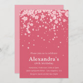 ピンクの40歳誕生日招待状 ボホ フラワーデザイン 招待状 (正面/裏面)