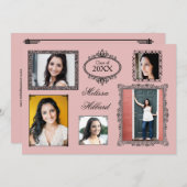 ピンクの5フレーム/写真 – GRADのお知らせ 招待状 (正面/裏面)
