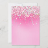 ピンクの5歳の誕生日招待状 女の子のかわいいピンクのラメ 招待状 (裏面)