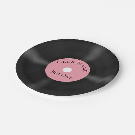 ピンクの50年代のスタイルLPの記録的でカスタムな紙皿 ペーパープレート (アングル)