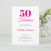 ピンクの50歳と華麗なお祝い 招待状 (スタンド正面)