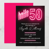 ピンクの50歳誕生日パーティー 招待状 (正面/裏面)