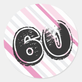 ピンクの60歳の誕生日ステッカー60枚 ラウンドシール