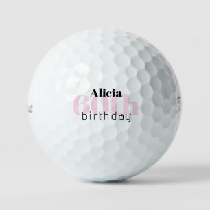 ピンクの60歳の誕生日 カスタムネーム Titleist Pro V1 ゴルフボール