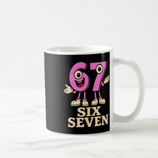ピンクの67 Six Seven 6-7 - おもしろイタリアの脳みそ回転キッズ コーヒーマグカップ (右)
