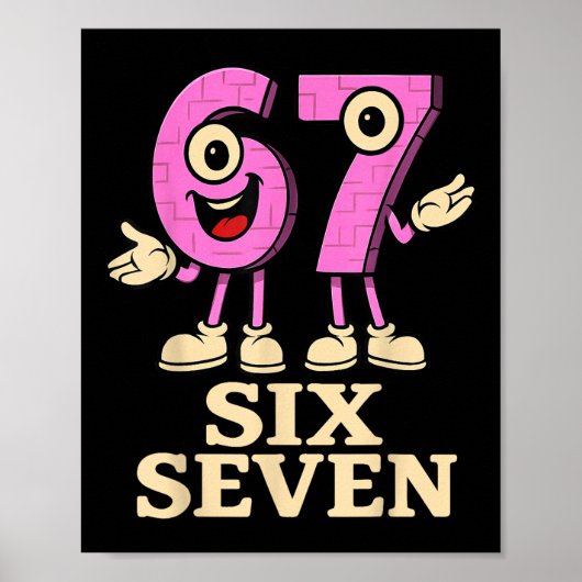 ピンクの67 Six Seven 6-7 - 面白いイタリアのBrainrotキッズ ポスター (正面)