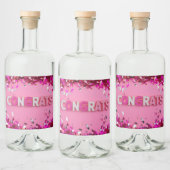 ピンクの「おめでとう」食品ラベル リキュールボトルラベル (ボトル)