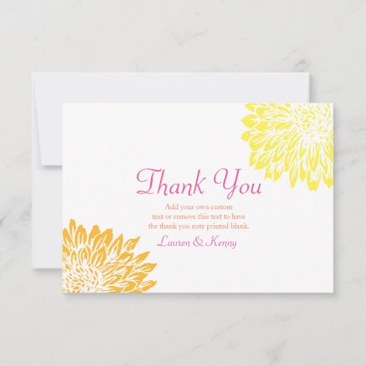 ピンクの、オレンジ及び黄色のミイラのミイラのサンキューカード サンキューカード (正面)