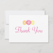 ピンクの、オレンジ及び黄色のミイラのミイラのサンキューカード サンキューカード (裏面)