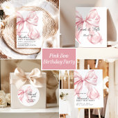 ピンクの コケッティーなリボン 誕生日パーティー ウェルカムサイン タペストリー