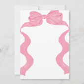 ピンクの コケット ボウ & フォト リボン 女の子の1歳の誕生日 招待状 (裏面)
