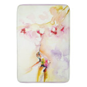 "ピンクの"ハチドリのプリントで バスマット (正面縦)