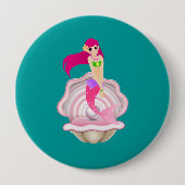"ピンクの"人魚ボタンPinで 缶バッジ (正面)