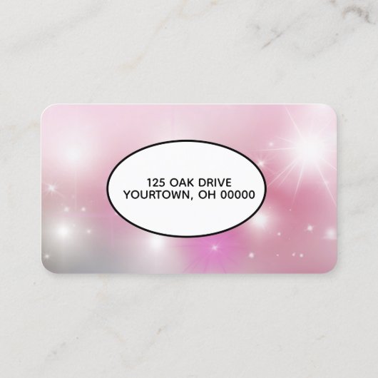 ピンクの《写真》ぼけ味のポープリントとハート 名刺 (裏面)