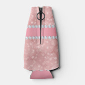 ピンクの《写真》ぼけ味スパークルとダイヤパーソナライズされたモンド ボトルクーラー (裏面)