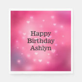 ピンクの《写真》ぼけ味ハート誕生日 スタンダードランチョンナプキン (正面)