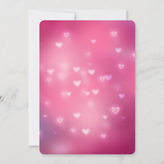 ピンクの《写真》ぼけ味ハート誕生日 招待状 (裏面)