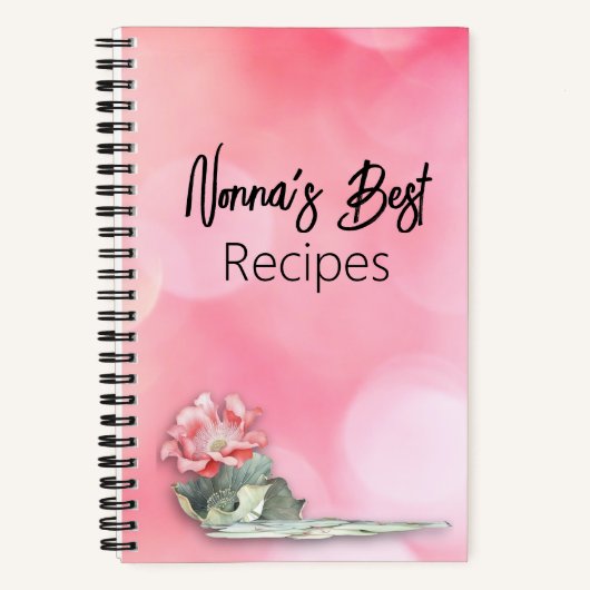 ピンクの《写真》ぼけ味フローラノートパーソナライズされたカバー ノートブック (正面)