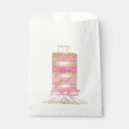 ピンクの「女の子」のお辞儀ケーキ フェイバーバッグ