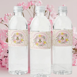 ピンクの「小さなハチミツがやってくる」ベビーシャワー ペットボトルラベル
