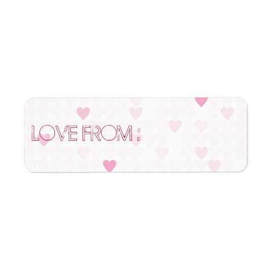 ピンクの「愛ハート」の差出人住所ラベル ラベル (正面)