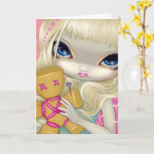 "ピンクの"挨拶状のブードゥー カード (黄色い花)