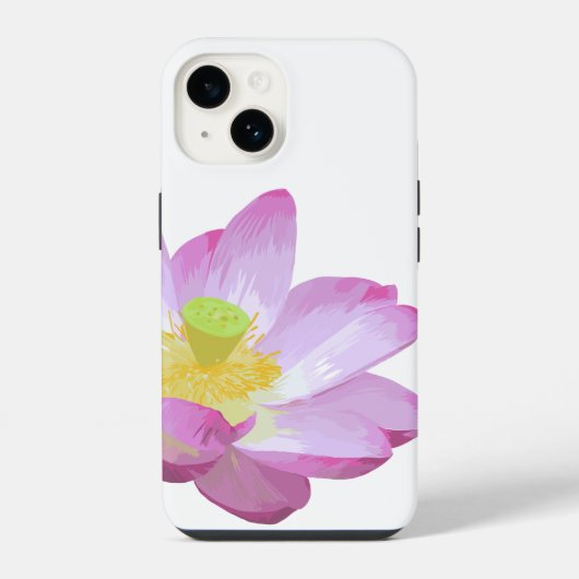 ピンクの《植物》スイレンの花電話ケース iPhoneケース (裏面)