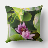 ピンクの《植物》スイレンフローラ写真 クッション (裏面)