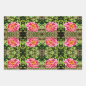 ピンクの《植物》百日草と黄色の中心 ラッピングペーパーシート (正面2)