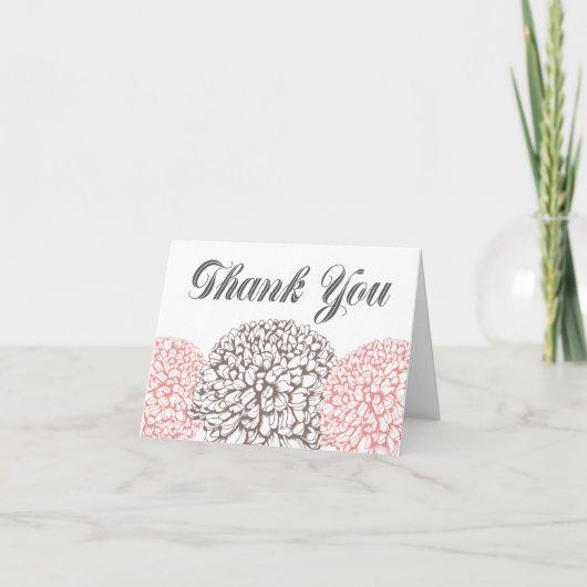 ピンクの《植物》百日草の花は挨拶状感謝していしています サンキューカード (正面)