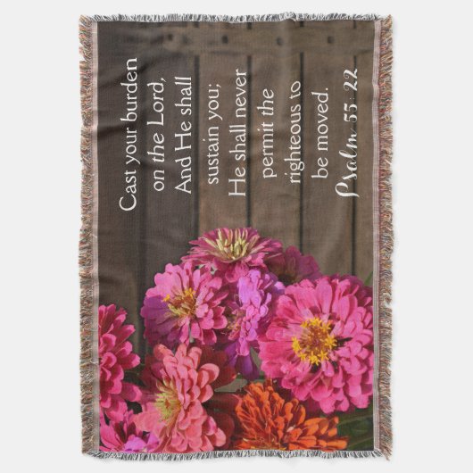 ピンクの《植物》百日草の賛美歌の聖書はあなたの重荷のクリスチャンを投げました スローブランケット (正面縦)