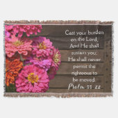 ピンクの《植物》百日草の賛美歌の聖書はあなたの重荷のクリスチャンを投げました スローブランケット (正面)