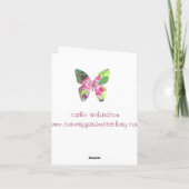 ピンクの《植物》百日草の野生の花の水彩画のブランクのメッセージカード カード (裏面)