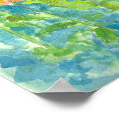 ピンクの《植物》百日草デイジーガーデンウォーターカラーフラワー ポスター (角)